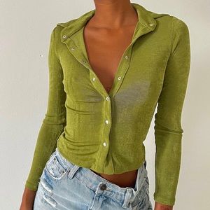 Elody Long Sleeve top Green Princess Polly